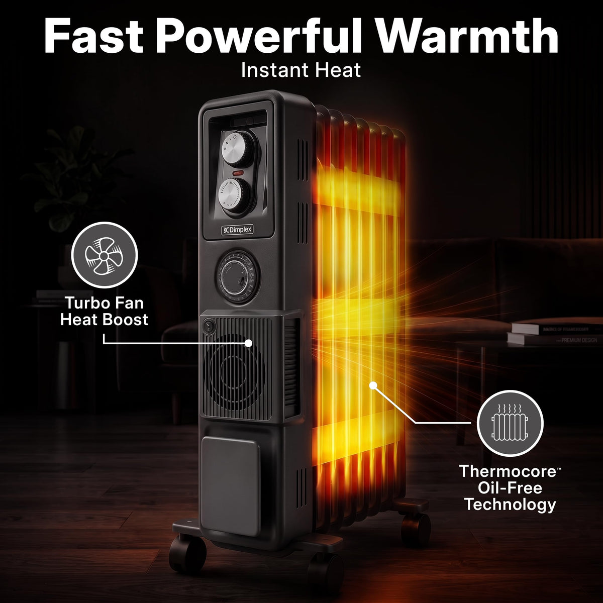 Dimplex ECR20TIE Oil Free Portable Radiator, 2kW Electric Heater, Timer