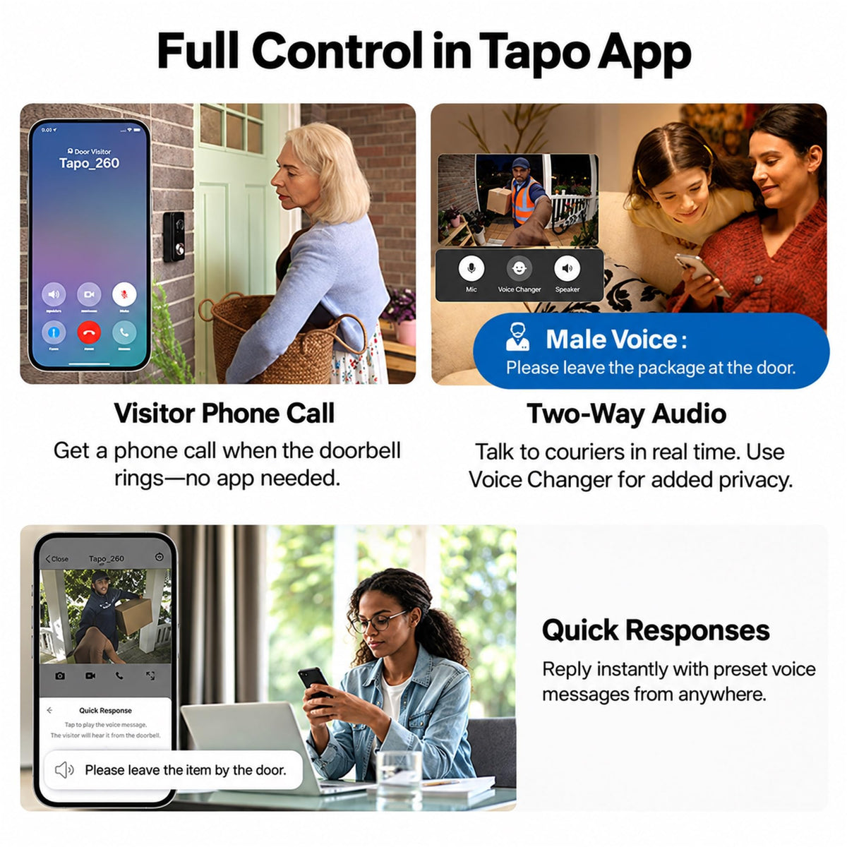 Tapo TD21 2K 3MP Battery Doorbell Camera Wireless, Colour Night, IP65