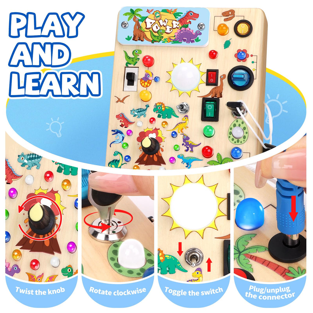 Grarain Busy Board for Toddlers - Montessori Educational Toy for 1-3 Year Old Boys & Girls | Travel-Friendly Sensory Learning Activity | Ideal for Kids with Autism(Busy Board v2)