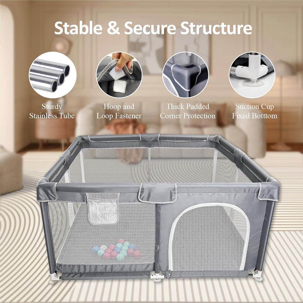 CHOLY Baby Playpen for Babies and Toddlers, Durable Play Pen