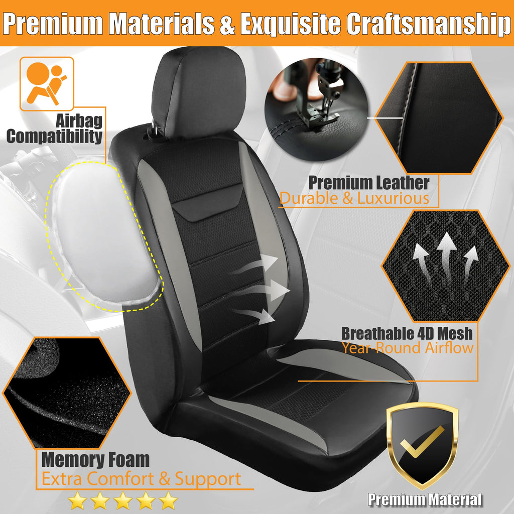 kingphenix 2 Pack Front Leather Car Seat Covers with Memory Foam