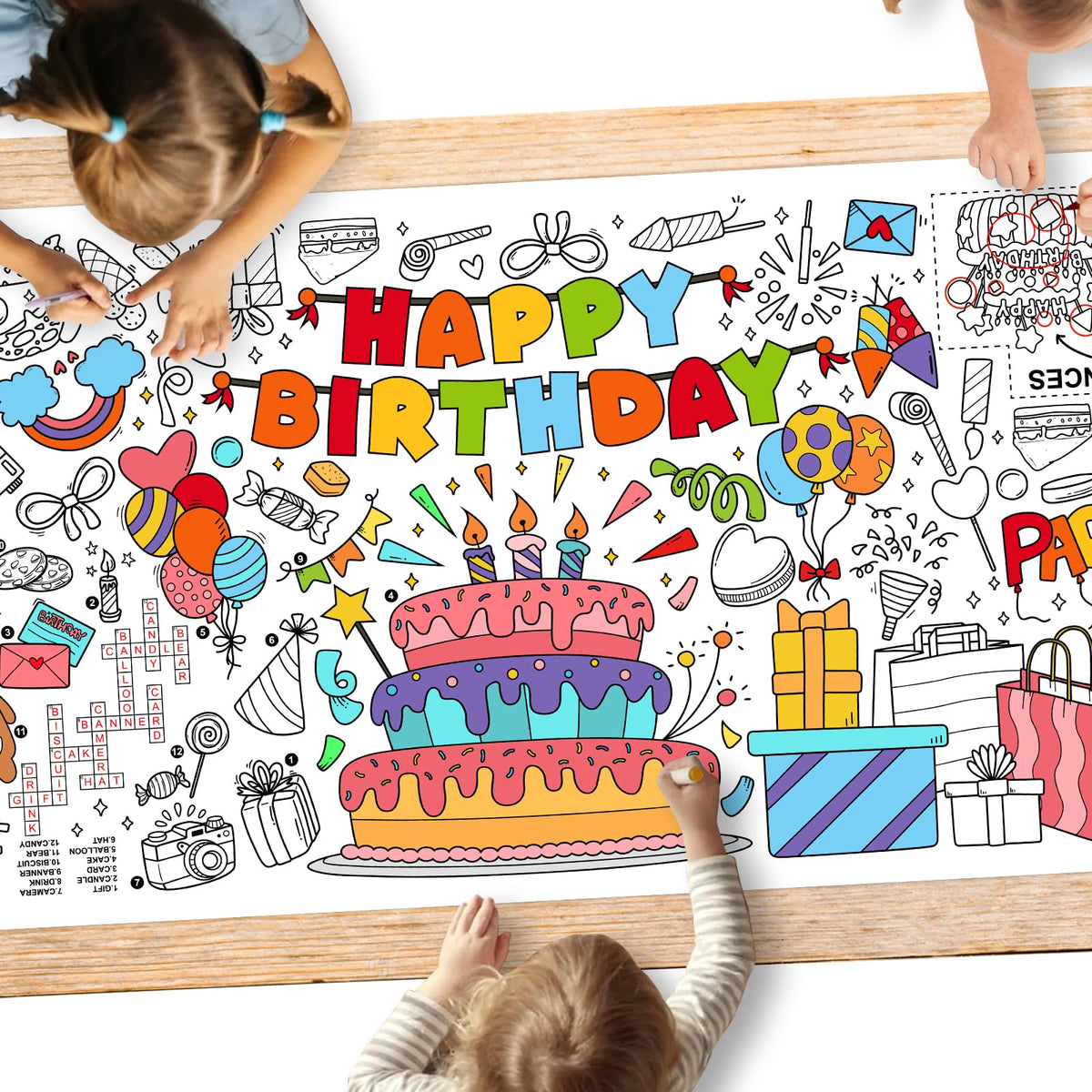 Gatherfun Ramadan Activity Poster & Home Decor - 31.5 x 72 Coloring Banner/Table Cover for Eid Mubarak Decoration, for School Parties & Ramadan Decoration
