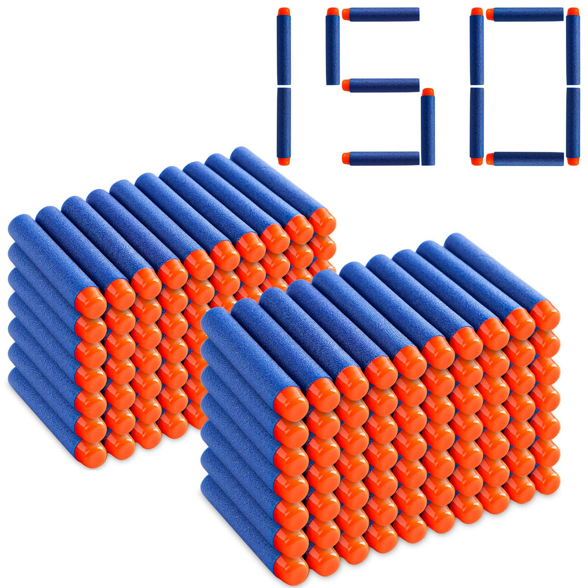 Pokiiulk Refill Darts Bullets Compatible with Nerf Guns N-Strike Elite Series, 300PCS Refill Darts Premium Foam Bullets Pack with Portable Storage Bucket