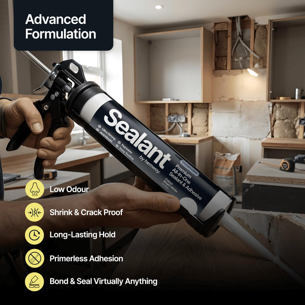Hemway Kitchen & Bathroom Jet Black Sealant & Adhesive 300ml 1 Pack