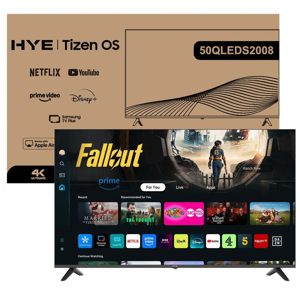 HYE 43" LED Smart TV - 4K Ultra HD, Samsung Tizen OS & Gaming Hub, Black