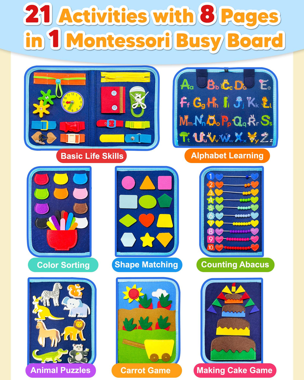 Exorany Busy Board Montessori Toys for Toddler Girl Birthday Gift Busy Book
