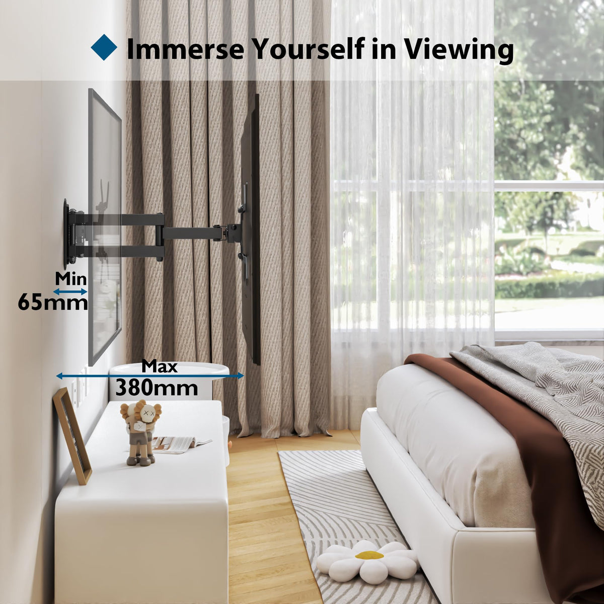 BONTEC TV Wall Bracket for 13-42 Inch TVs, Full Motion TV Wall Mount, 20 kg
