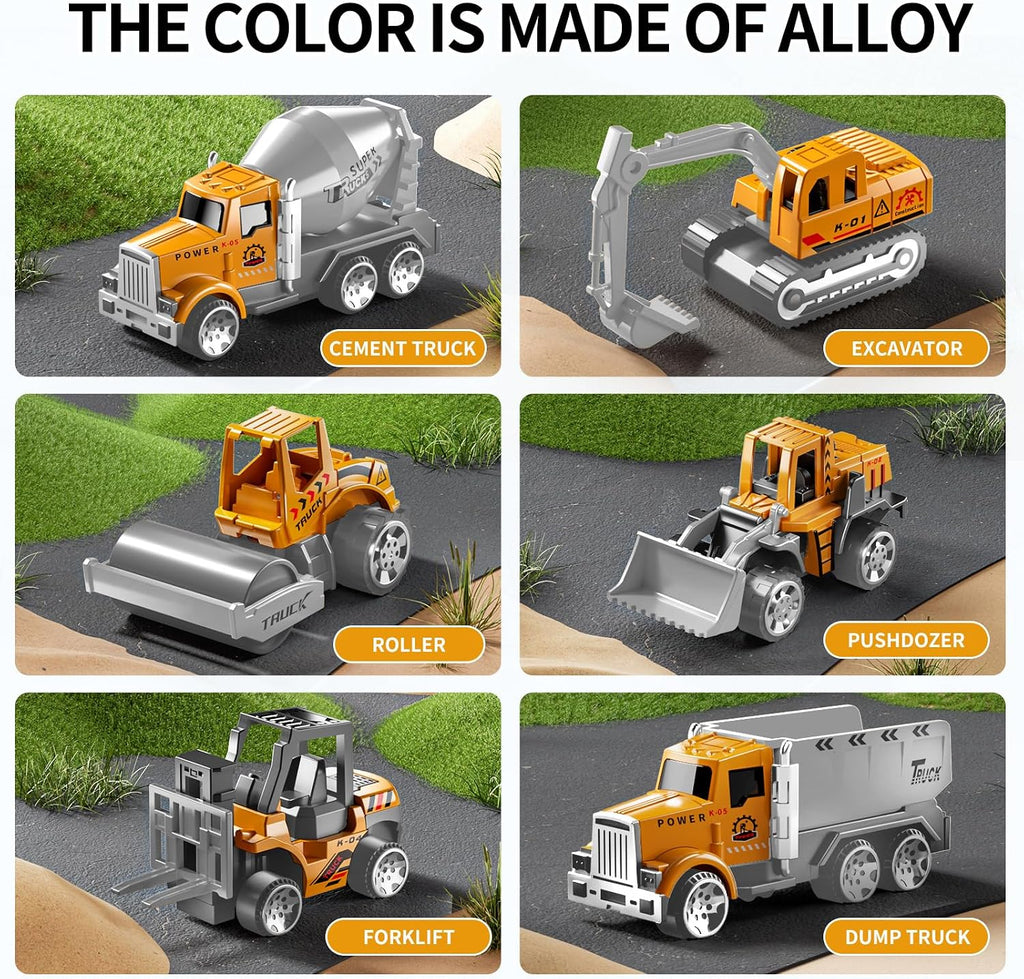 NIPLOOOW Kids Boys Construction Truck Vehicle Toy Set with Play Mat and Die-Cast Toy Car, Transport Carrier Truck for Kids 3-5, Birthday Gifts Toys for 3-8 Year Old Boys