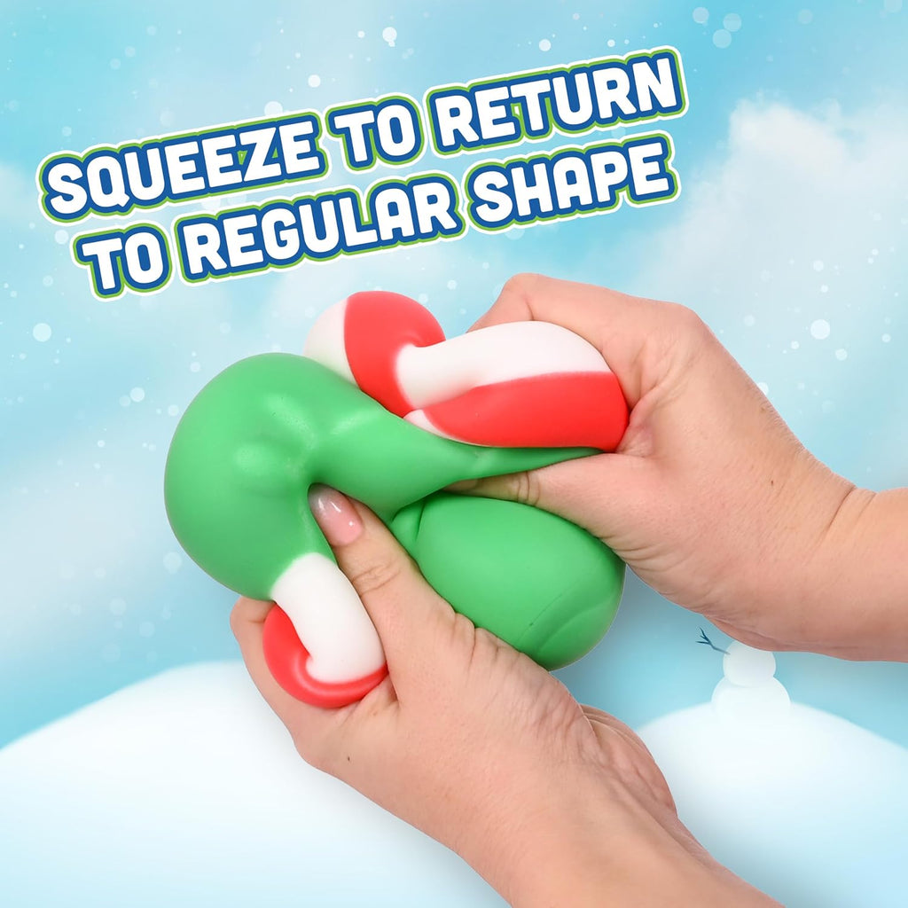 Toymendous Candy Cane Squish, Christmas Sensory Fidget Toy for Kids Ages 3+, Soft Squeezable Candy Cane Stress Relief Toy, Holiday Stocking Stuffer