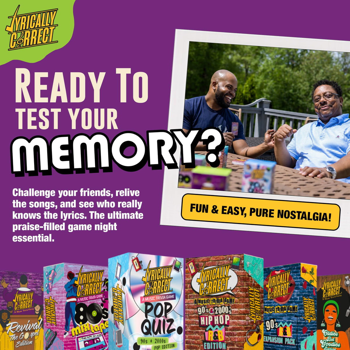 Lyrically Correct '90s & 2000s Pop Edition – Music Trivia Family Card Game