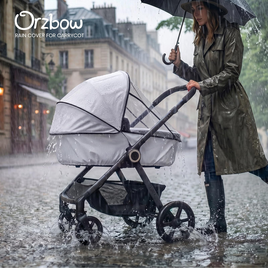 Orzbow Rain Cover for Pram, Large Viewing Window for Easy Access, Clear
