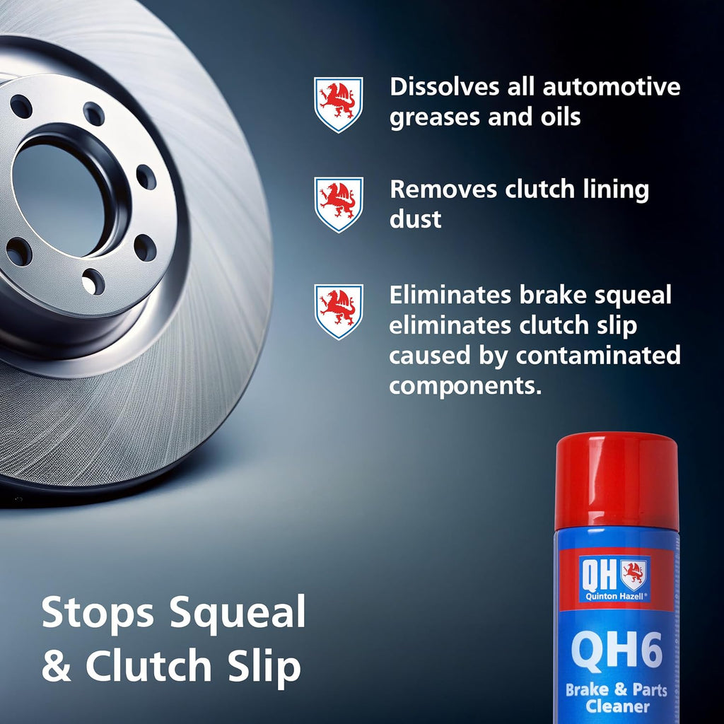 Quinton Hazell Brake Cleaner Spray 600 ml (Pack of 6) - QH6 Brake, Clutch & Parts Cleaner, Fast Drying Formula Removes Grease, Oil & Dirt, Stops Brake Squeal & Clutch Slip