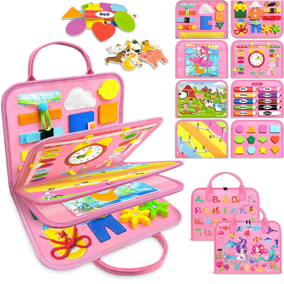 Gojmzo Busy Board Montessori Toys for Toddler Boy Girl Gifts Busy Book