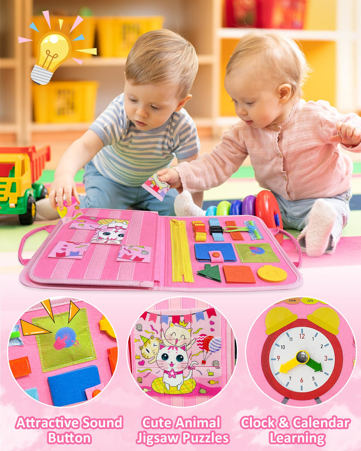 Exorany Busy Board Montessori Toys for Toddler Girl Birthday Gift Busy Book