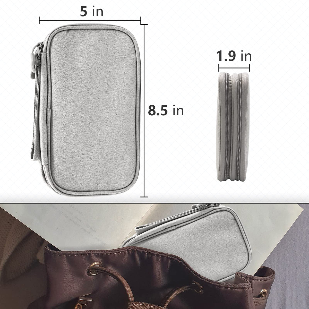 Teskyer Travel Cable Organiser Bag, Travel Essential, Black