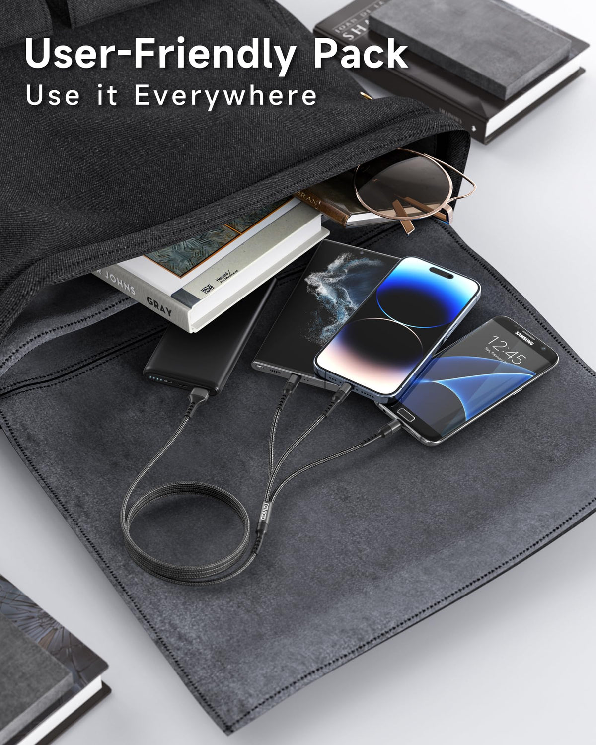 RAVIAD Multi Charger Cable, 3 in 1 Charger Cable 3A USB Fast Charging Cord