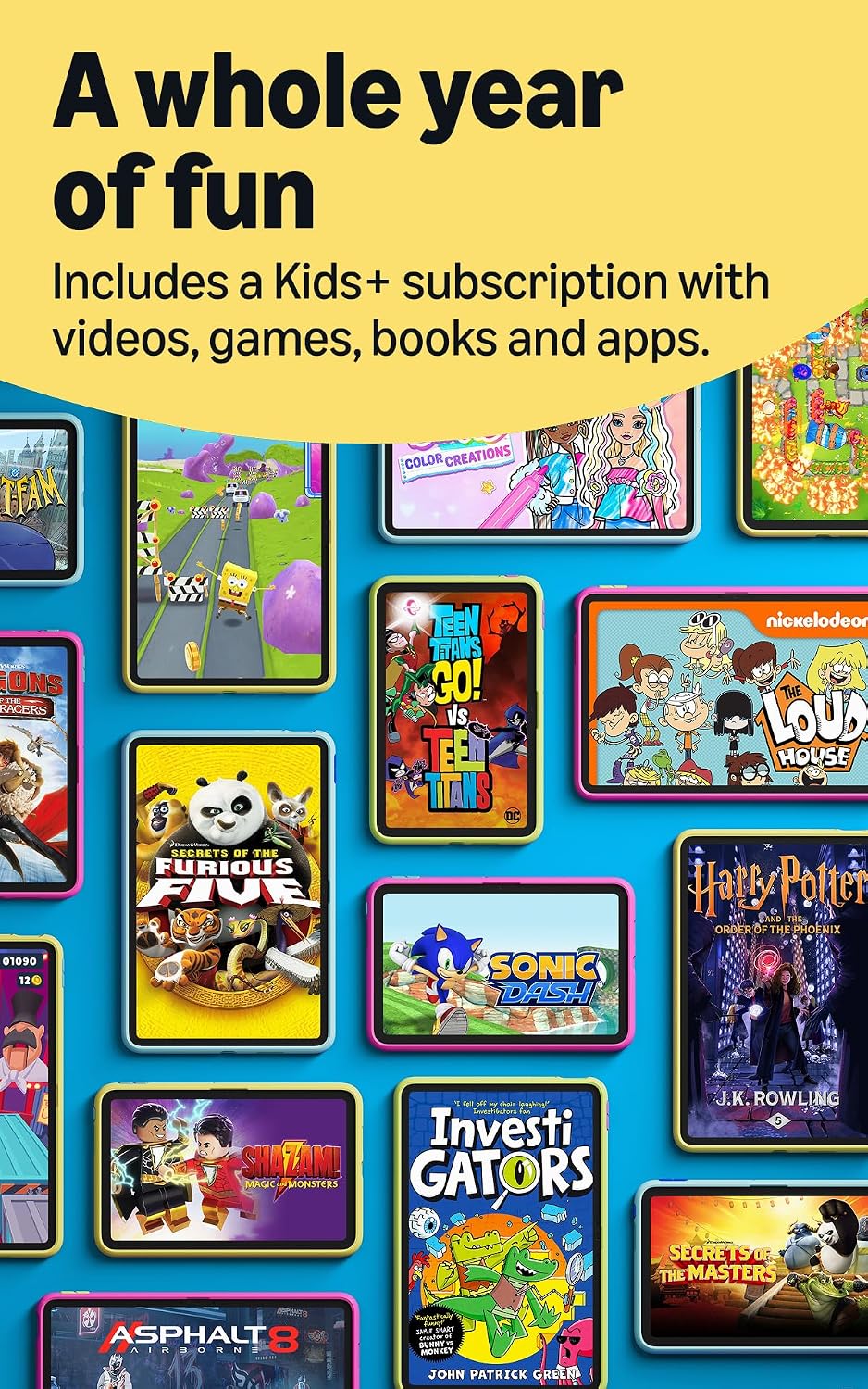 Amazon Kids Tablet 11 (newest gen) ages 6+, 11" 2.5K display, all-day battery, plus 1 year of Kids+ with videos, apps, games and books, slim hard case included (SpongeBob and Patrick)