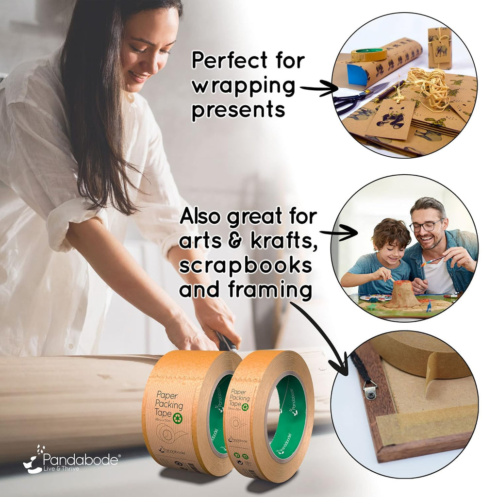 Kraft Paper Packing Tape 48mm x 50m | Brown Paper Tape for Strong Parcel Packaging | 1/3/6/12 Pack | Recyclable & Eco Friendly (3)