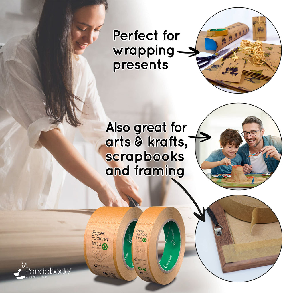 Kraft Paper Packing Tape 48mm x 50m | Brown Paper Tape for Strong Parcel Packaging | 1/3/6/12 Pack | Recyclable & Eco Friendly (3)