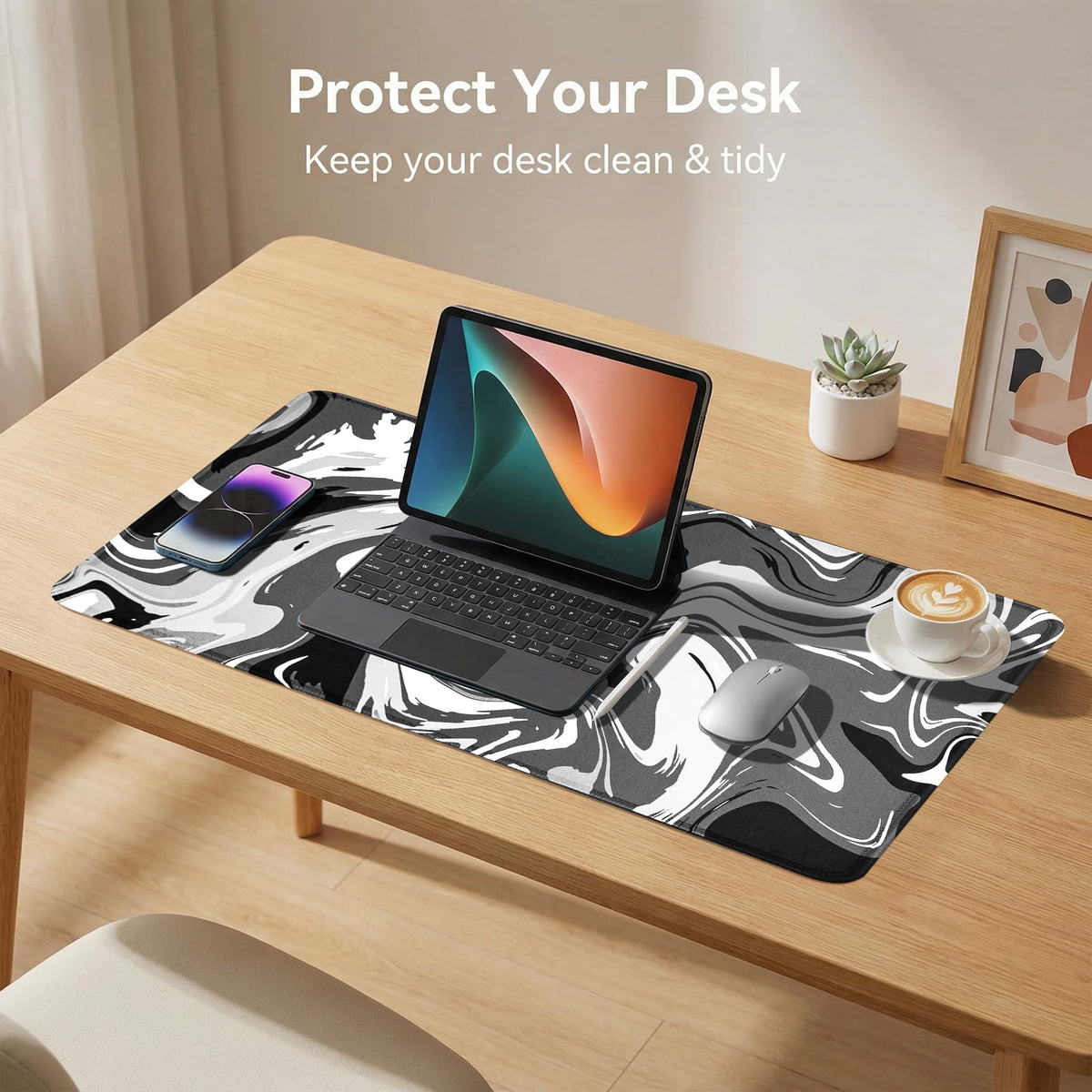 Rcege Large Gaming Mouse Pad Extended Desk Mat with Non Slip Stitched Edge