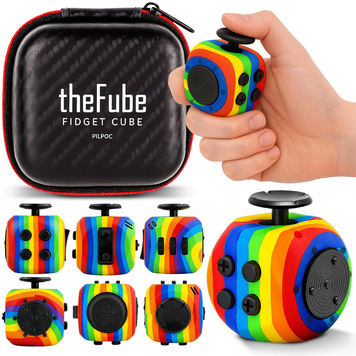 PILPOC theFube Fidget Cube Handy Anxiety Toys for Kids and Adults (Black)