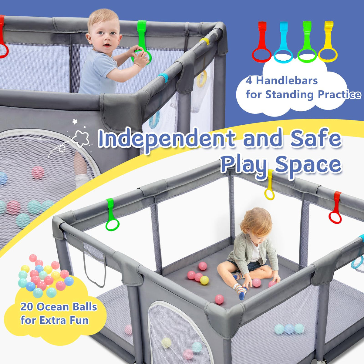 CHOLY Baby Playpen for Babies and Toddlers, Durable Play Pen
