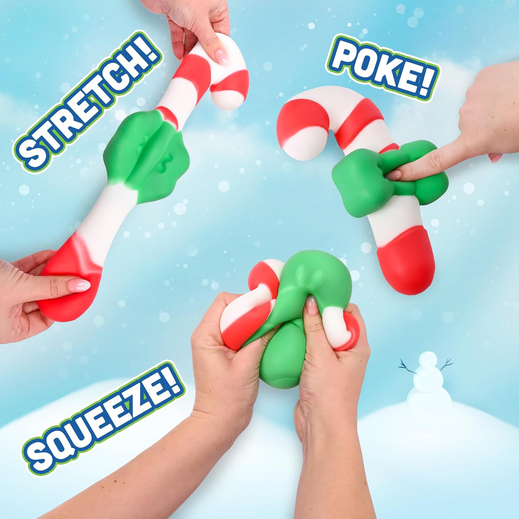 Toymendous Candy Cane Squish, Christmas Sensory Fidget Toy for Kids Ages 3+, Soft Squeezable Candy Cane Stress Relief Toy, Holiday Stocking Stuffer