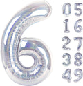 Laser Silver 6 Balloon - Number Balloon 40 Inch, 6th Hot Pink Decorations