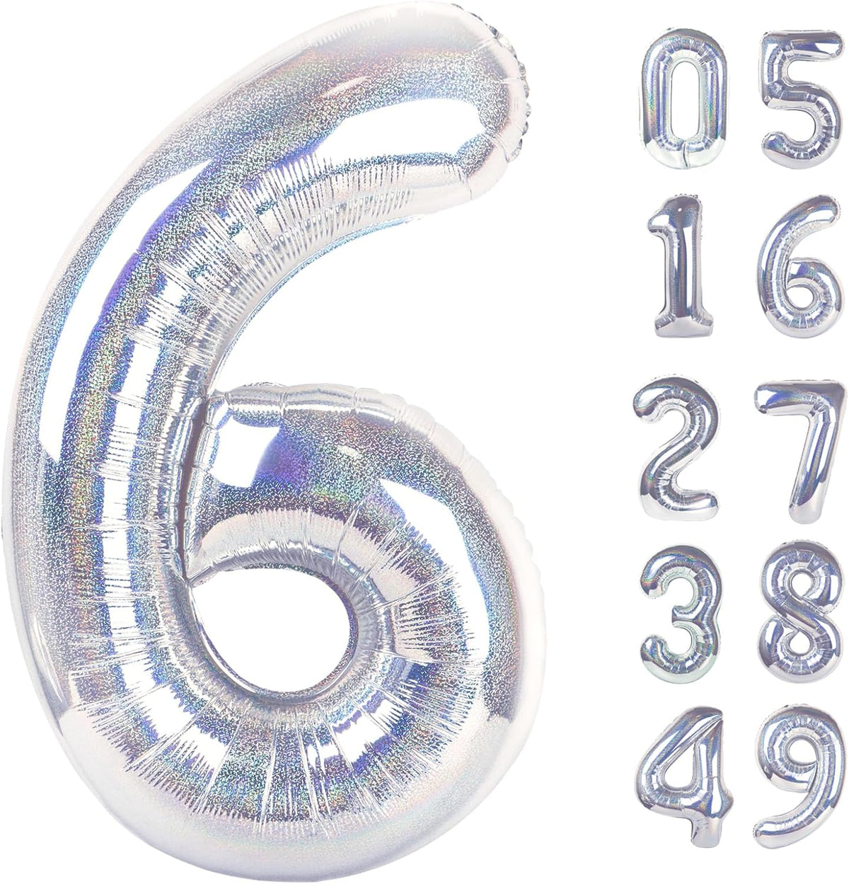 Laser Silver 6 Balloon - Number Balloon 40 Inch, 6th Hot Pink Decorations