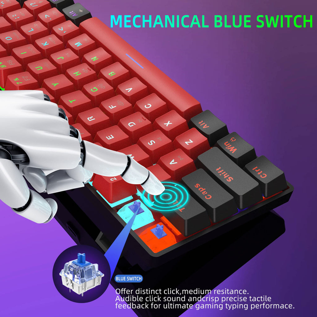Snpurdiri 2.4G 60% Wireless Gaming Keyboard and Mouse Combo (White-Grey)