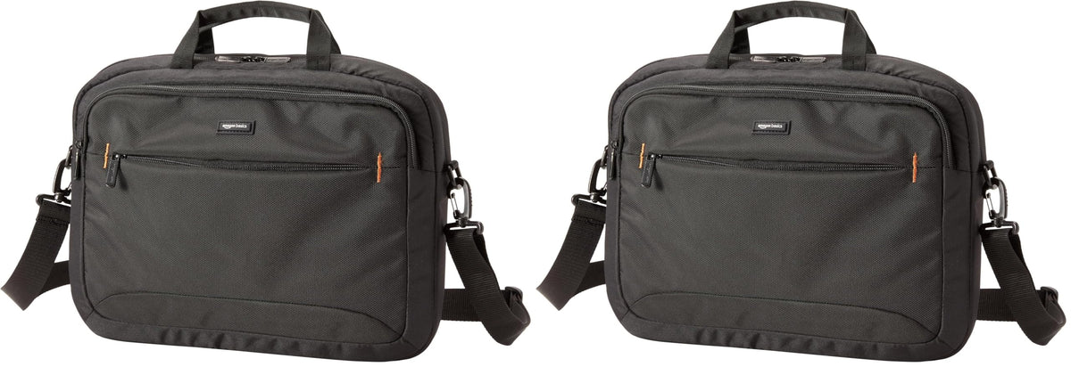Amazon Basics Laptop Shoulder Bag, Slim 15.6 inch, Black, 1-Pack
