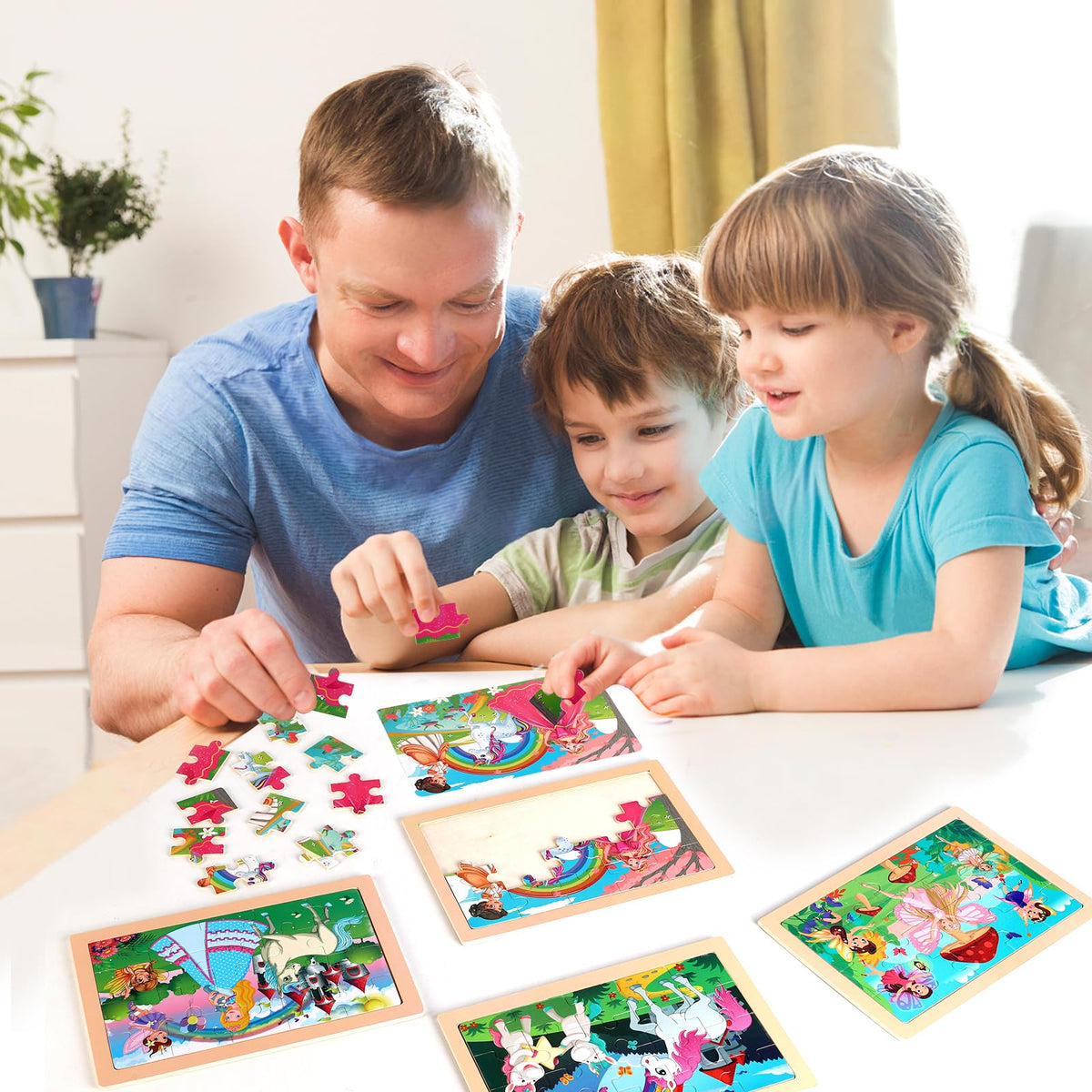 Wooden Puzzles Dinosaur Toys for Kids Ages 3-5, Set of 4 Packs with 20-Piece Wood Jigsaw Puzzles, Preschool Educational Brain Teaser Boards for Boys and Girls 3 4 5 6 Years Old