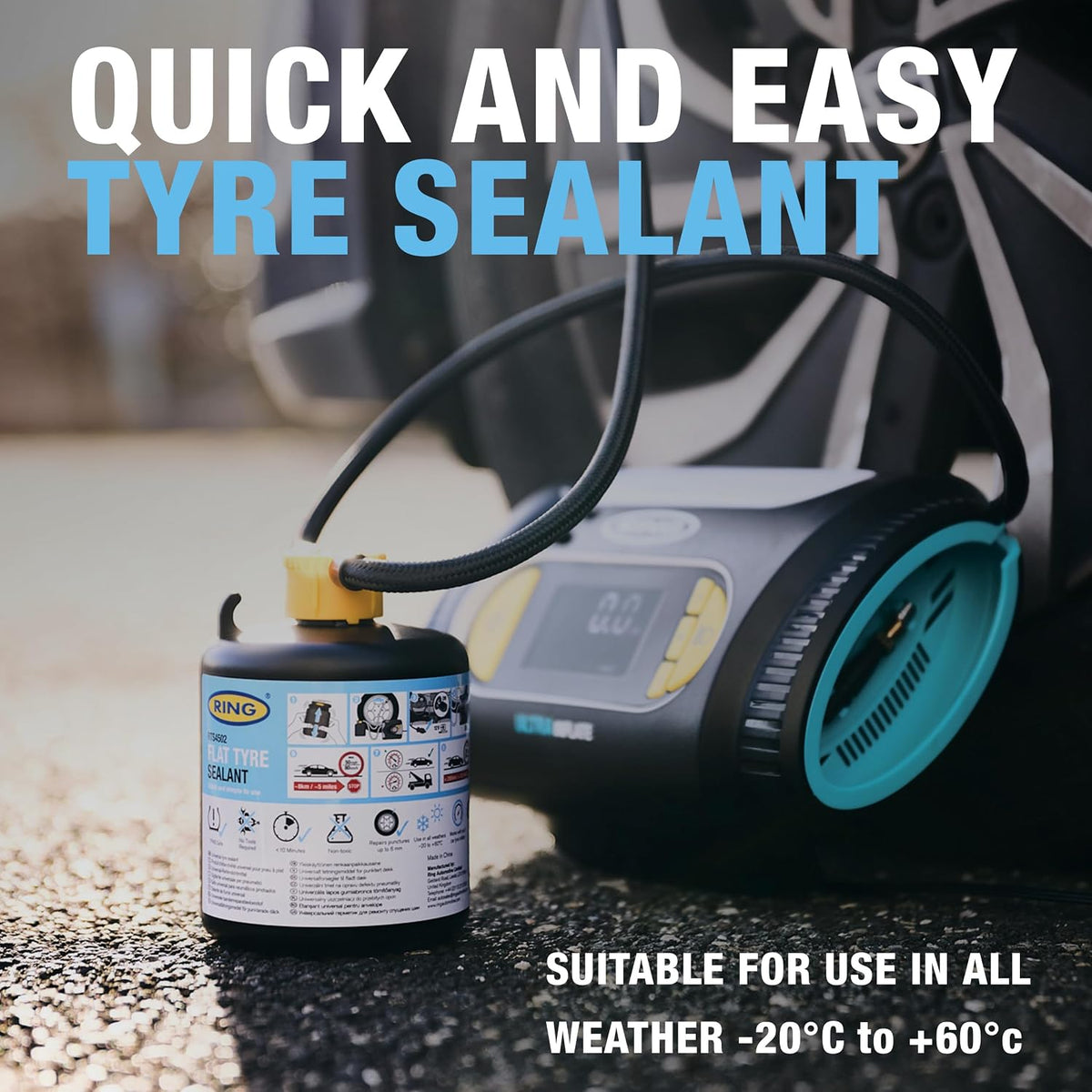 RING Flat Tyre Sealant, Quick & Easy Puncture Repair Kit