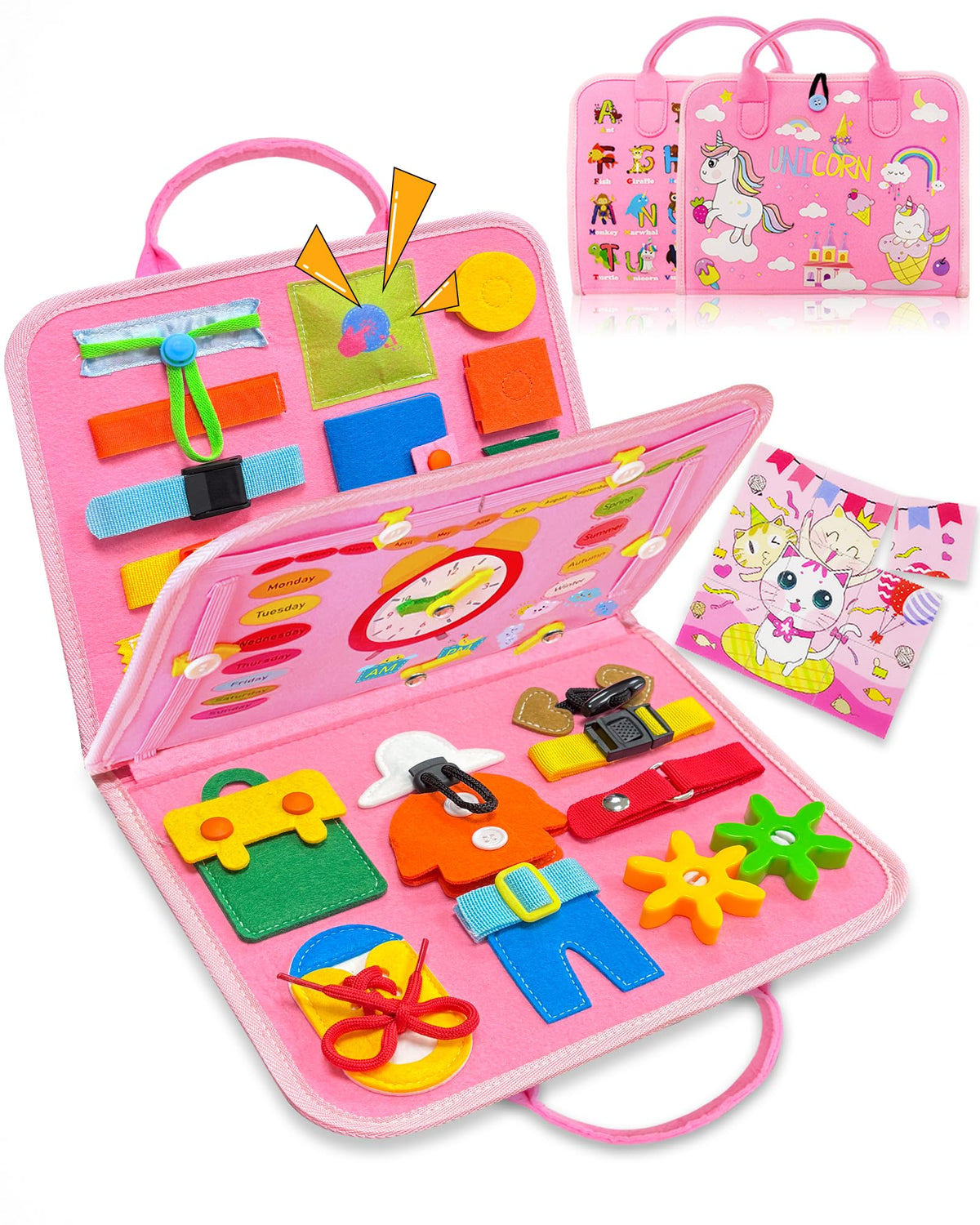 Exorany Busy Board Montessori Toys for Toddler Girl Birthday Gift Busy Book