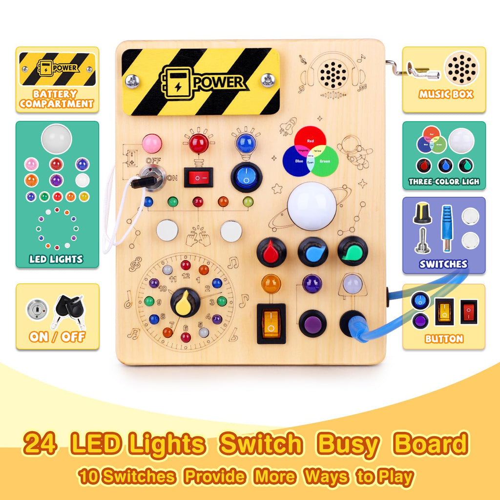 Grarain Busy Board for Toddlers - Montessori Educational Toy for 1-3 Year Old Boys & Girls | Travel-Friendly Sensory Learning Activity | Ideal for Kids with Autism(Busy Board v2)