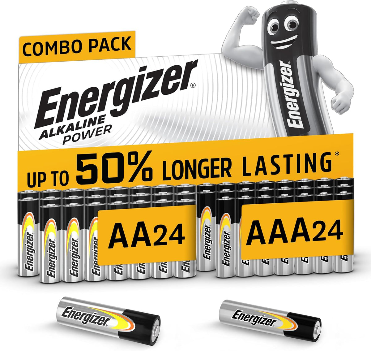 Energizer Alkaline Power AA+AAA Batteries (48 Combo Pack) Everyday Devices