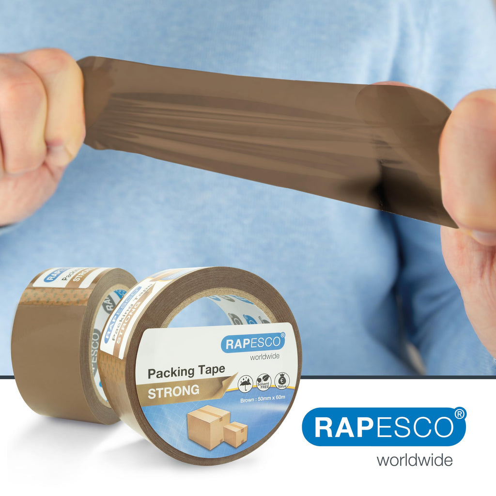 Rapesco 1697 Strong Packing Tape 50mm x 60m, Clear, Pack of 2