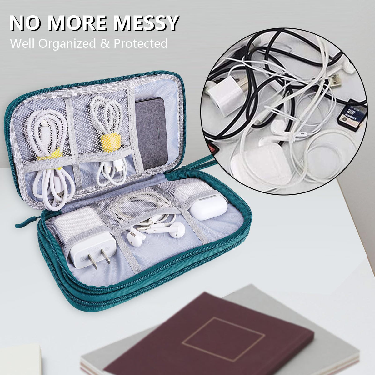 Teskyer Travel Cable Organiser Bag, Travel Essential, Black