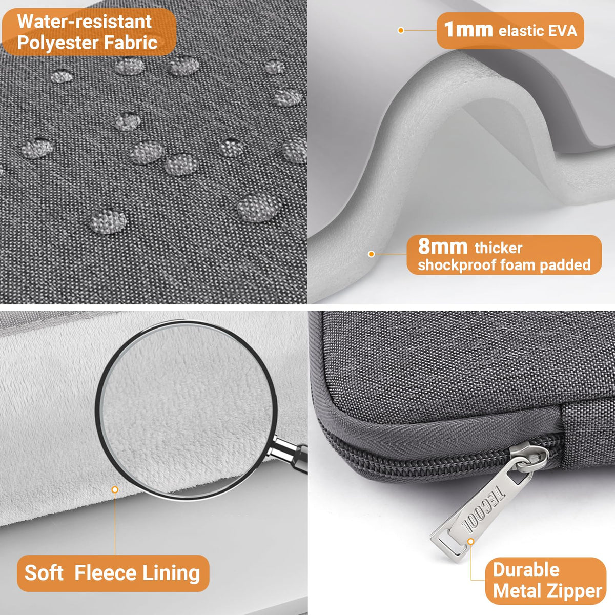 TECOOL 14 Inch Laptop Sleeve Protective Case Waterproof Computer Case