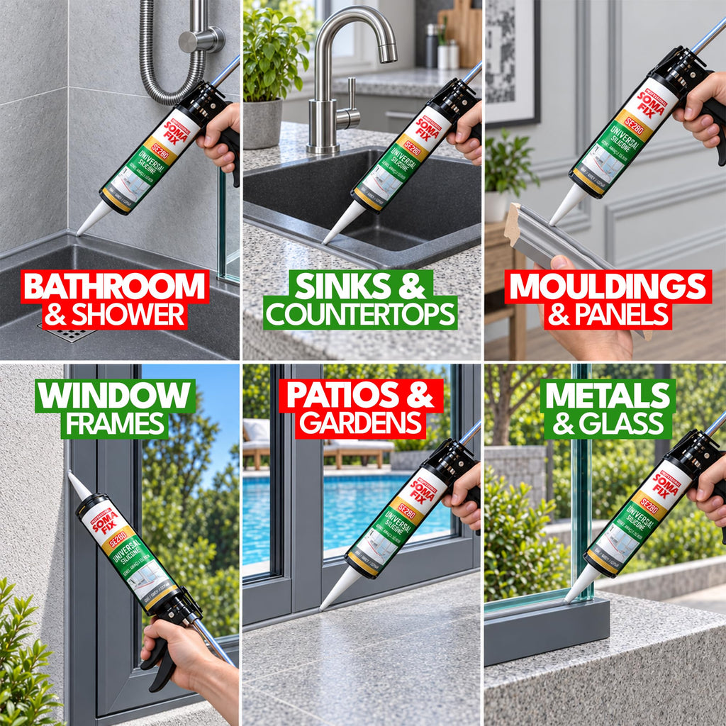Brown Silicone Sealant, Waterproof & Flexible Sealant and Adhesive - 280ml