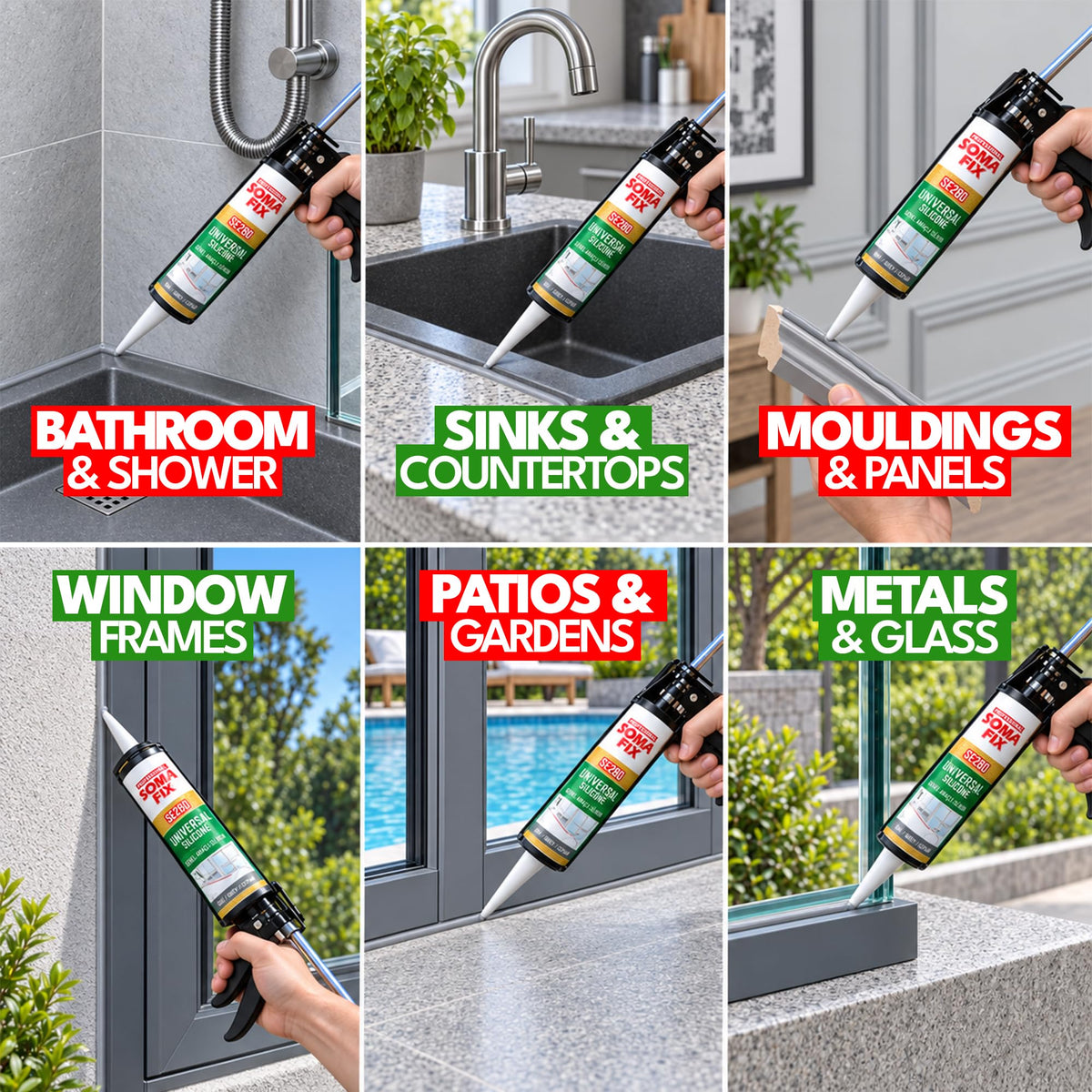 Brown Silicone Sealant, Waterproof & Flexible Sealant and Adhesive - 280ml