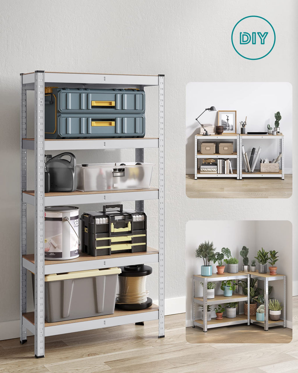 SONGMICS 5-Tier Heavy-Duty Shelving Units, Set of 2, Boltless Assembly