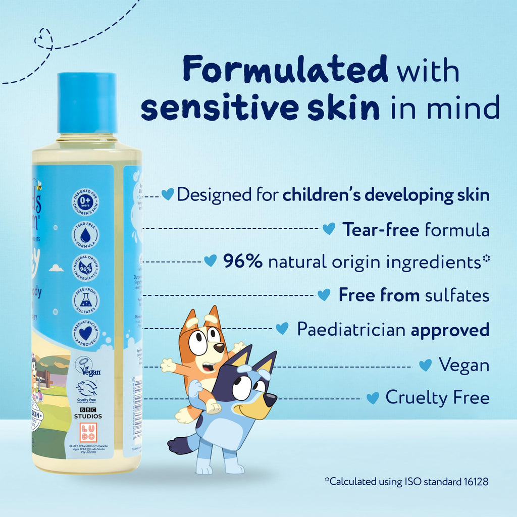 Childs Farm Kids Bluey Hair & Body Wash, Bluey-Berry | Tear-free, Gently Cleanses | Suitable for Dry, Sensitive Skin, 250ml