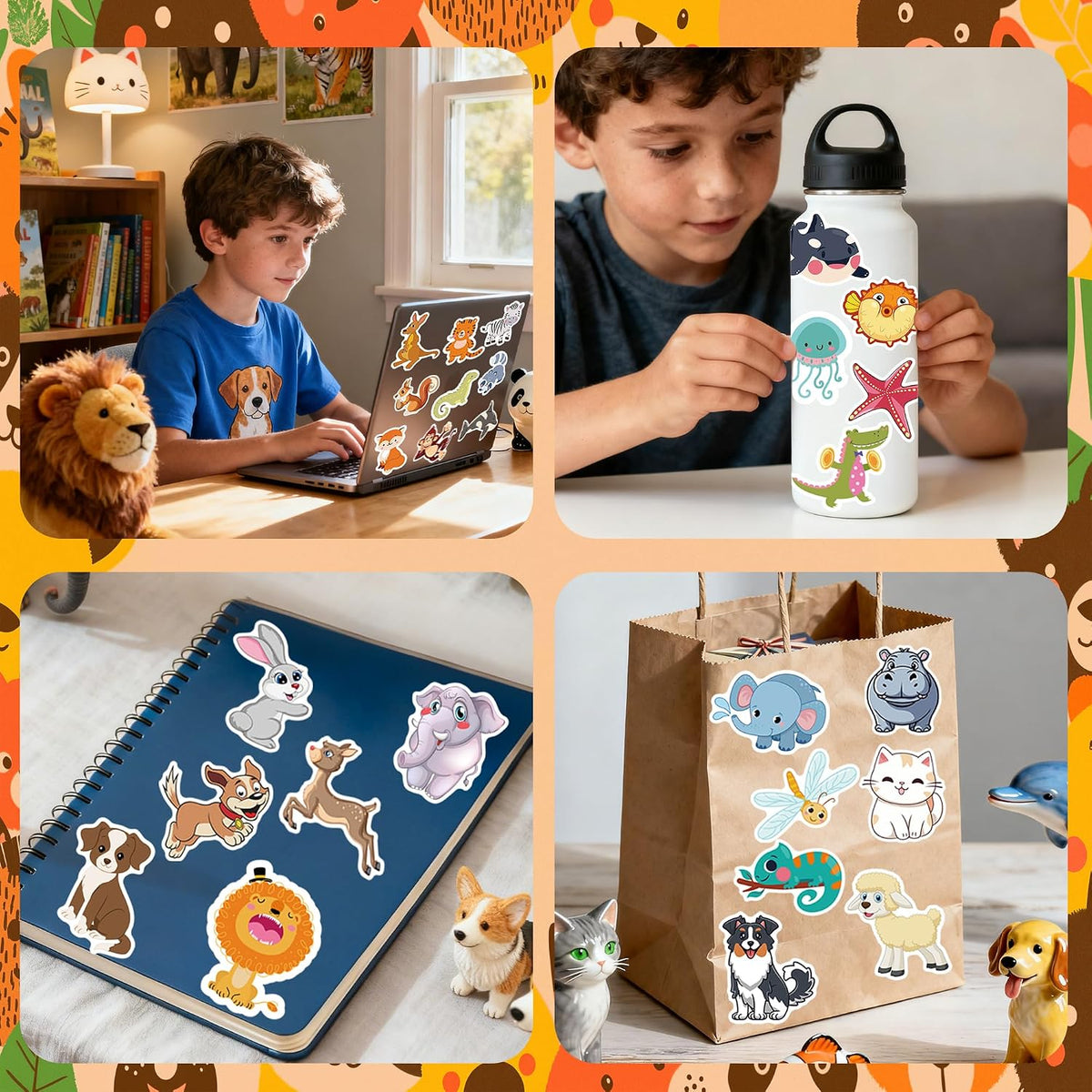 Stickers for Kids - 100 PCS Cute Animal Stickers | Water Bottle Scrapbook Stickers for Toddlers - Stocking Stuffers Party Supplies Favors Teacher Prizes Rewards Gifts for Teens Classroom