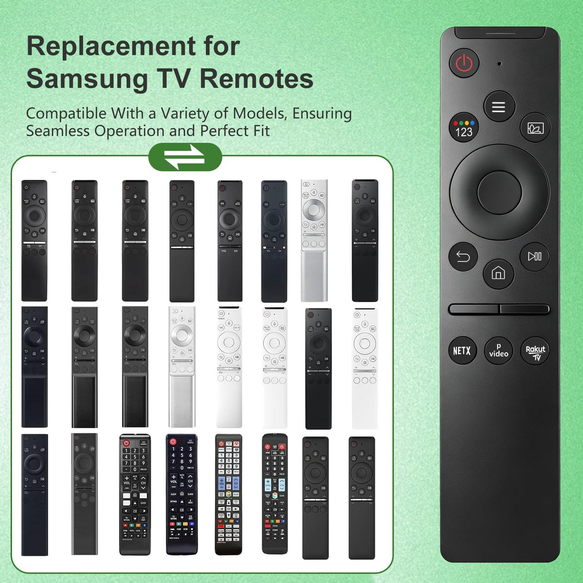 2 Pack Universal Remote for Samsung TV Remote Control with Prime Video, Netflix, Rakute TV Button, Samsung Remote Controls for Smart TV LCD UHD LED Hdtv QLED 3D 4K 8K TVs All