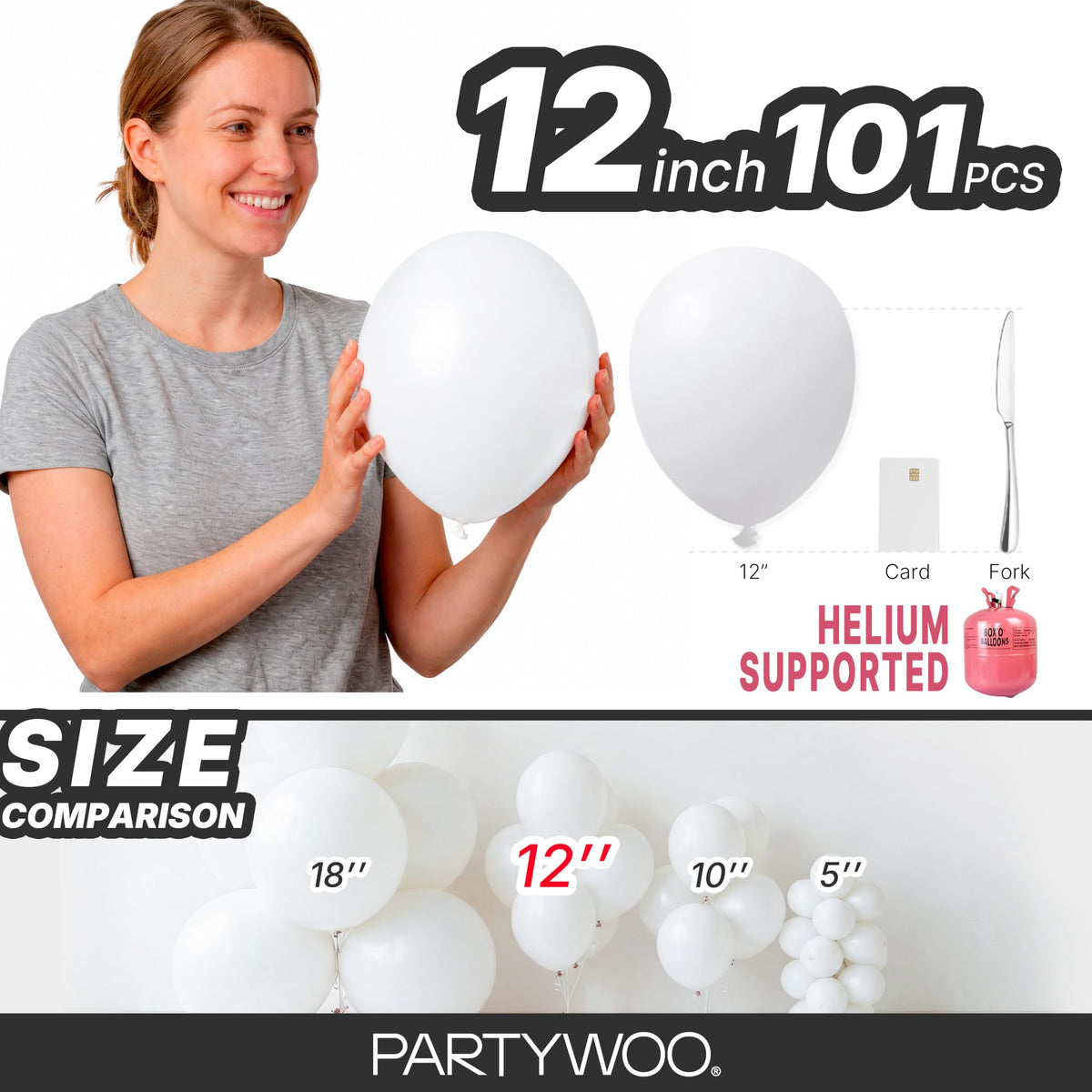 PartyWoo Light Blue Balloons 101pcs Baby Pastel Sky Aqua Blue Color 12 Inch