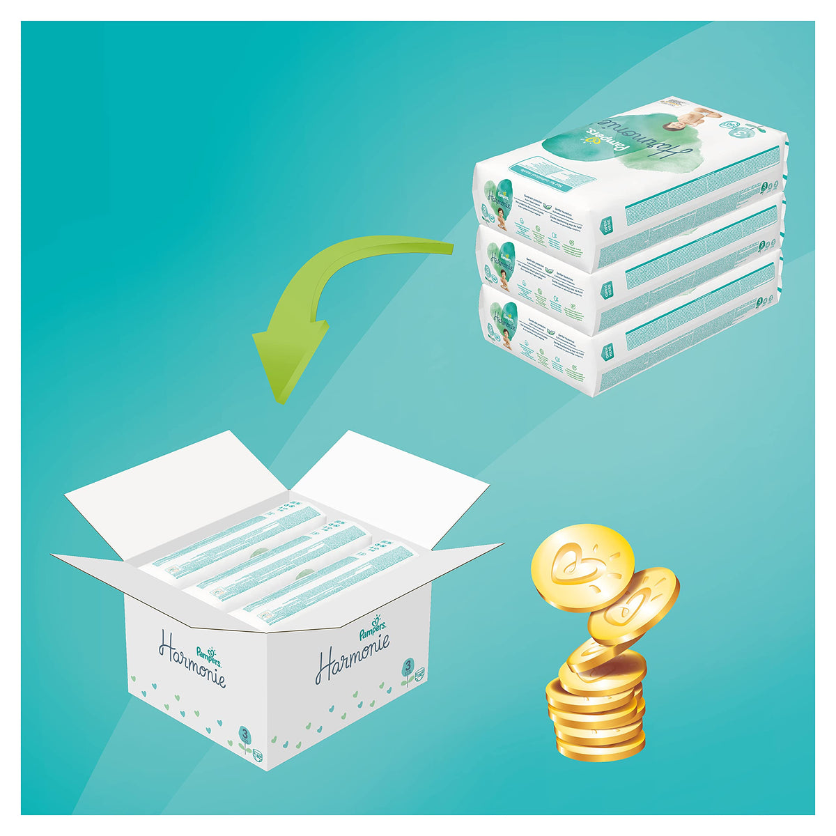 Pampers Harmonie Nappies Size 4 Monthly Box
