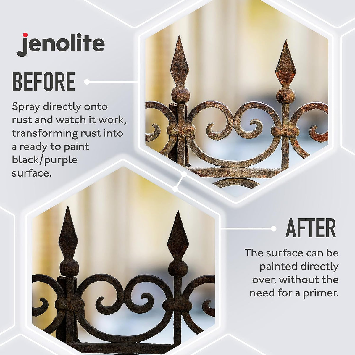 JENOLITE Rust Converter Spray 500ml - Aerosol Rust Treatment for Metal