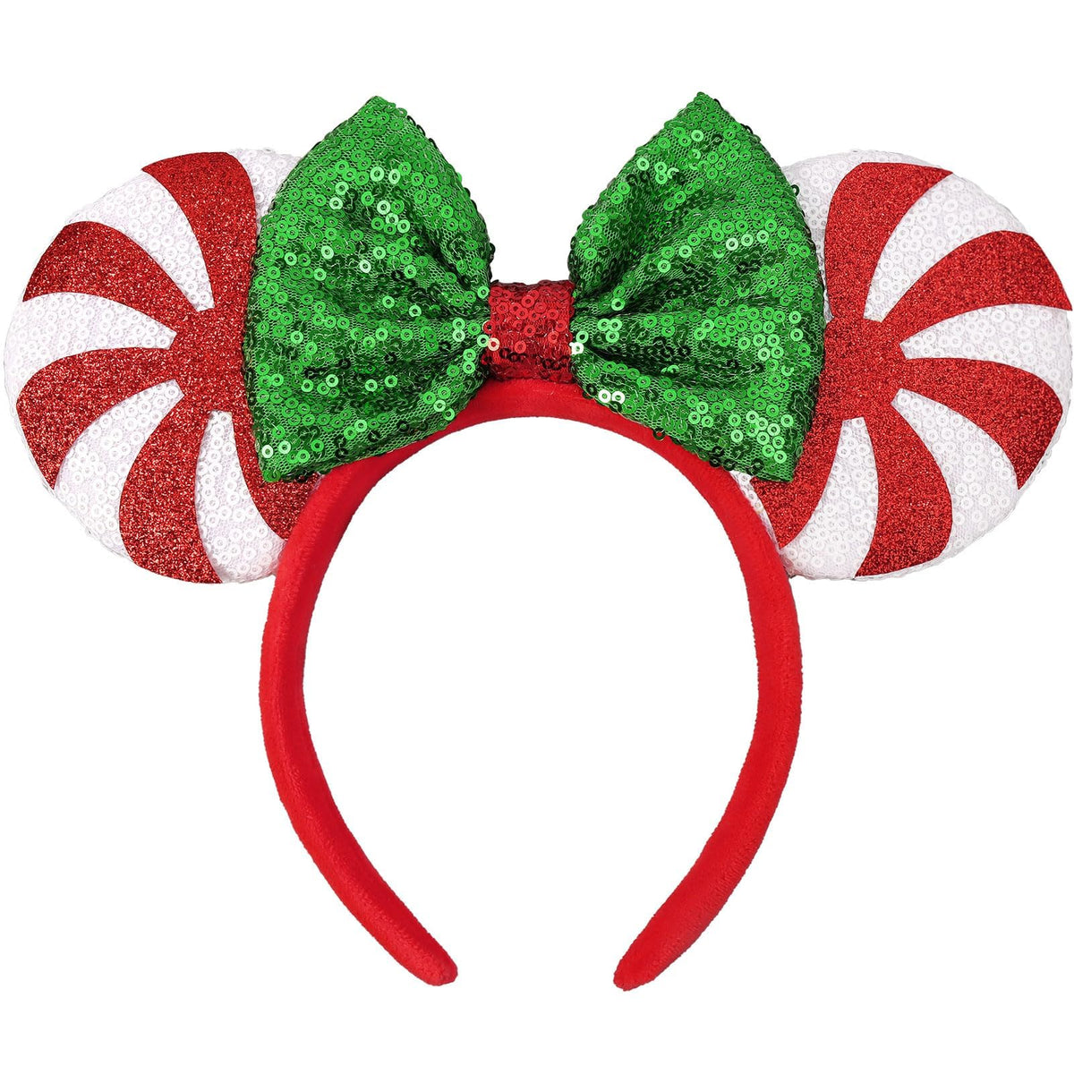 UNSPAZ Mouse Ears Headbands, Sequin Mouse Ears for Women Girls Boys, Shiny Bow Headband for Cosplay Costume Party Decorations Hair Accessories (Polka Dots)