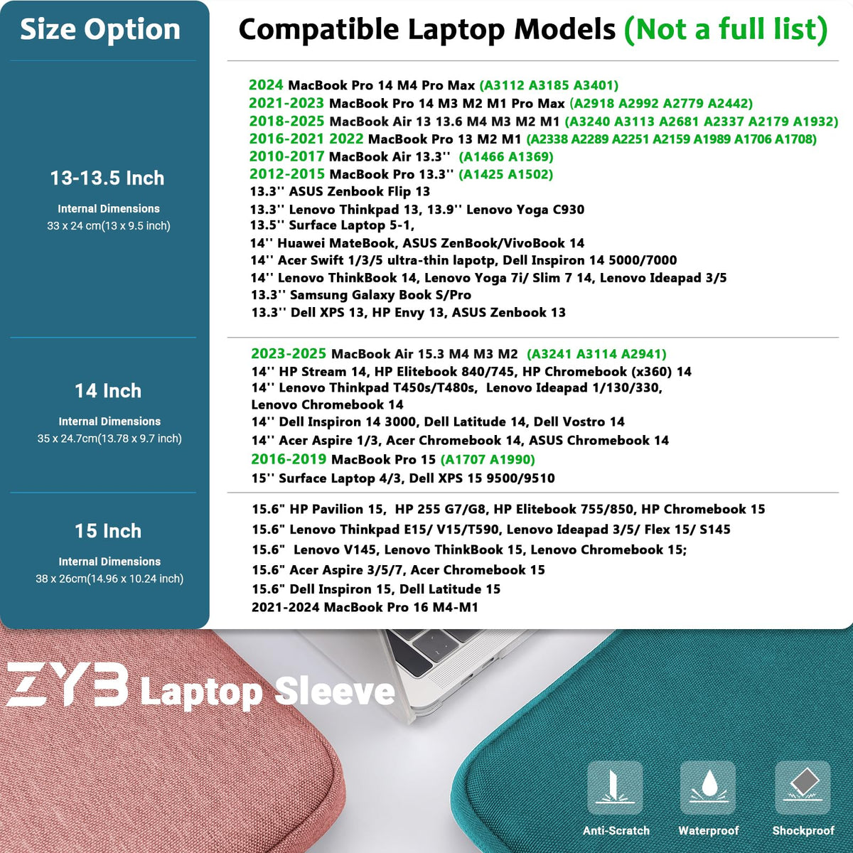 ZYB 16 Inch Laptop Sleeve Case,Shockproof Waterproof Notebook Case 16 Inch for 2021-2026 MacBook Pro 16 M5 M4 M3 M2 M1,16" Laptop Lenovo ThinkBook/IdeaPad HP Dell ASUS Acer Chromebook etc-Haze Blue